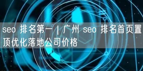 seo 排名第一｜广州 seo 排名首页置顶优化落地公司价格