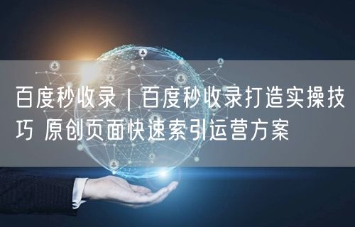 百度秒收录｜百度秒收录打造实操技巧 原创页面快速索引运营方案