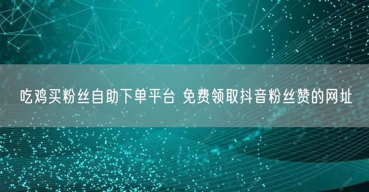吃鸡买粉丝自助下单平台 免费领取抖音粉丝赞的网址