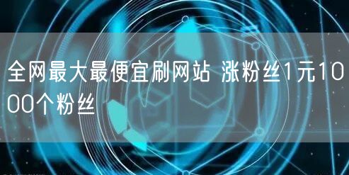 全网最大最便宜刷网站 涨粉丝1元1000个粉丝