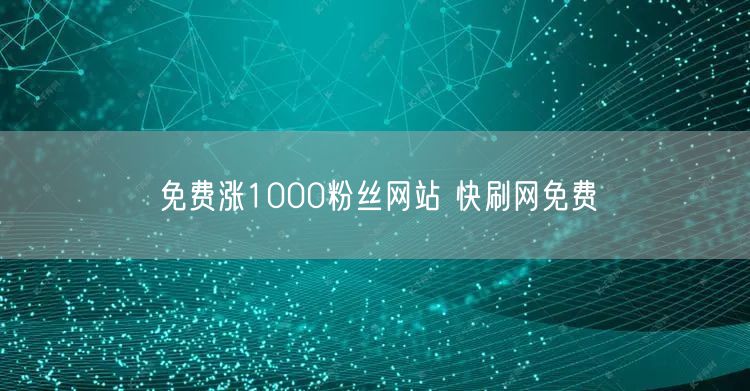 免费涨1000粉丝网站 快刷网免费