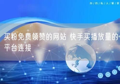 买粉免费领赞的网站 快手买播放量的平台连接